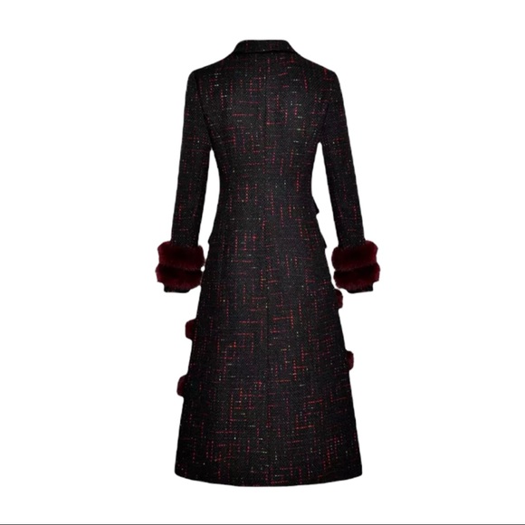 The Iphigenyah Gorgeous Fur Trim Tweed Long Jacket - Picture 5 of 11